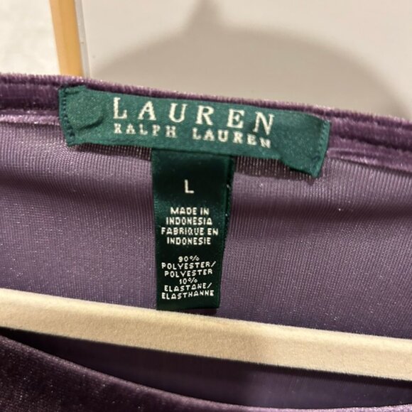 Ralph Lauren PLUM purple velvet drape neck top L - Picture 2 of 5